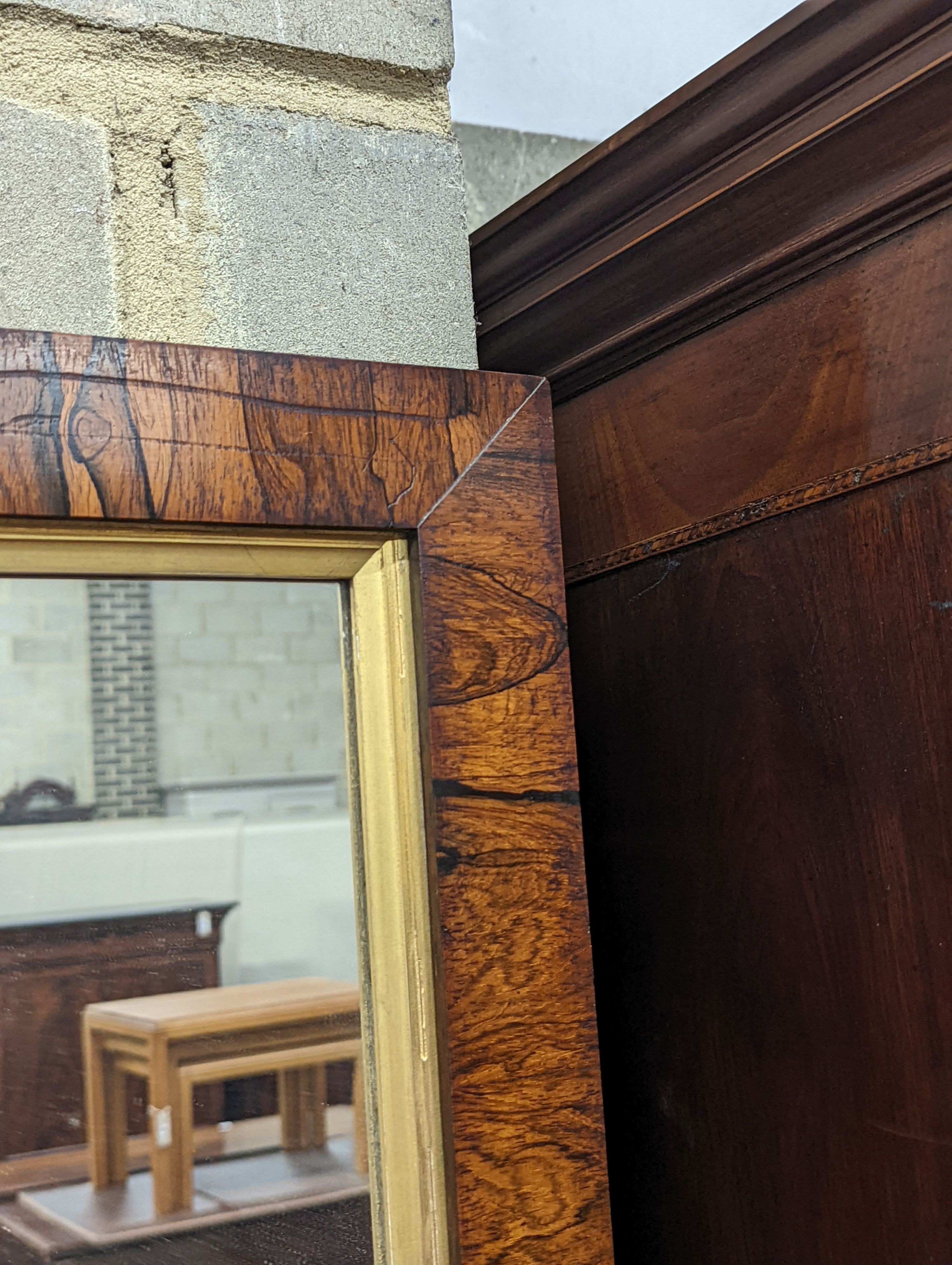 A Victorian rectangular mirror in rosewood frame, width 46cm, height 53cm